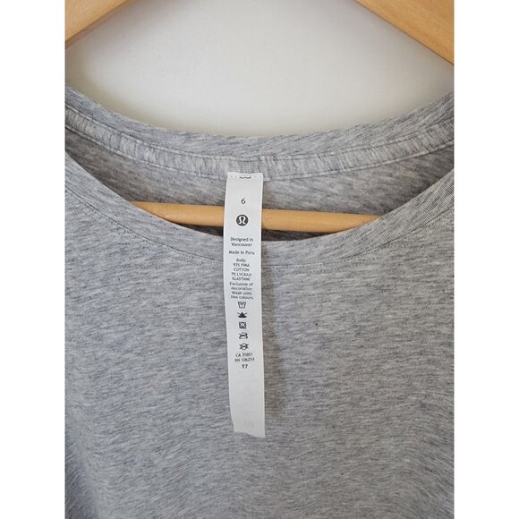 NWT Lululemon LA Asymmetrical Relaxed Crew Heathered Gray T-Shirt Women's Sz 6 - Picture 3 of 5